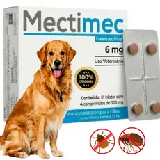 Remedio Anti Pulgas Carrapatos e Sarna Ivermectina 4 Comprimidos
