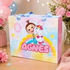 Sacolinha Surpresa Personalizada com Nome e Idade Tema Agnes Meu Malvado Favorito| Lembrancinha Decoração Festa Infantil