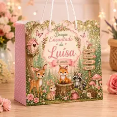 Kit Sacolinha Personalizada Tema Bosque Encantado Menina