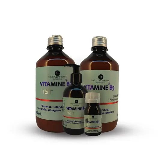Kit Vitamine B5 Phantenol ( 4 itens Força , Brilho, Tratamento) Original Help Cosméticos Autorizado pela Anvisa