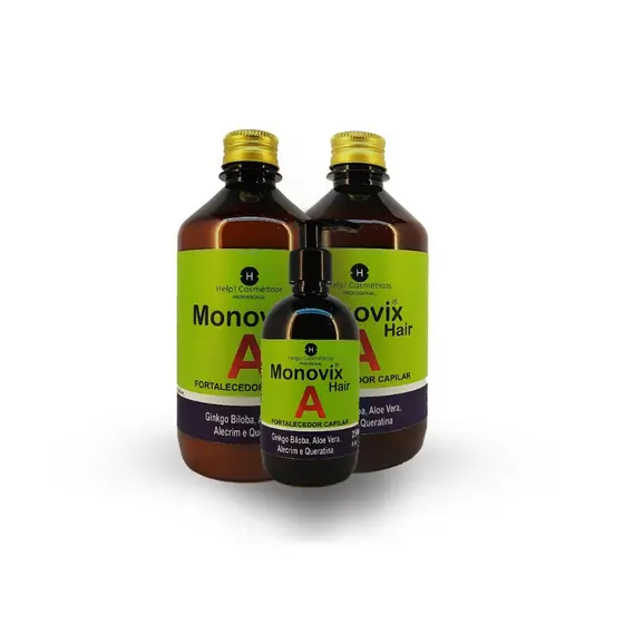Kit Monovix Hair A 3 itens Shampoo + Máscara + Leave In - Crescimento Acelerado Original Help Cosméticos