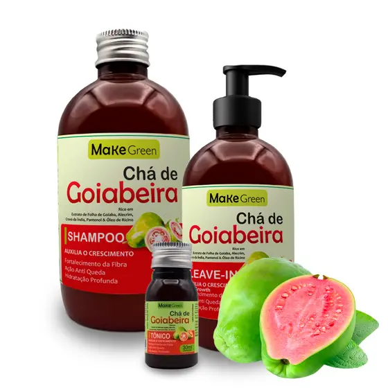 ShampooTônico e Leave in Tratamento Crescimento e Antiqueda Queda Capilar Chá de Goiabeira 250ml