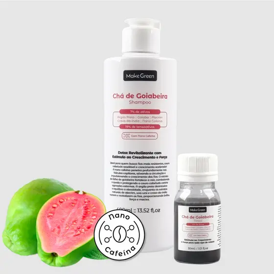 Novo Kit Shampoo + Tônico Chá de Goiabeira – Crescimento Acelerado e Antiqueda | Tratamento Completo Unissex