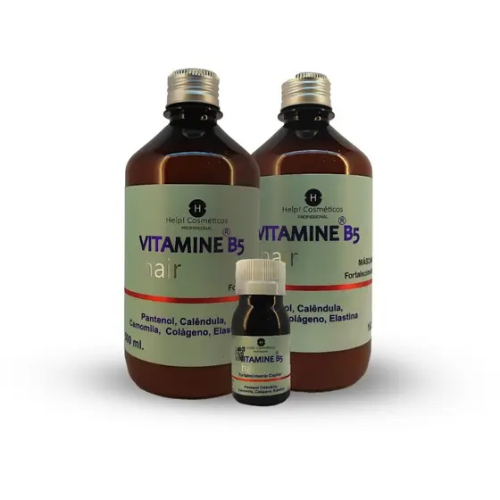Kit Vitamine B5 Phantenol 3 itens Shampoo + Máscara + Ampola - Força, Brilho, Tratamento Original Help Cosméticos