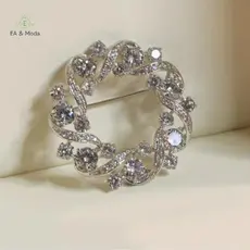 EA & Moda Prata Strass Rodada Grinalda Broches Para Mulheres Roupas Casaco Jóias Acessórios Presente .