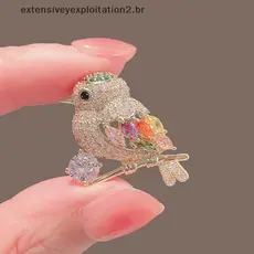 Moda Nova Broches De Pássaros Para Mulheres Meninas Cristal Strass Pinos Brilhantes Emblemas Animais Jóias Senhora .