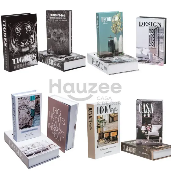 Conjunto Caixa Porta Objeto/Livro Decorativo Kit 3 Peças