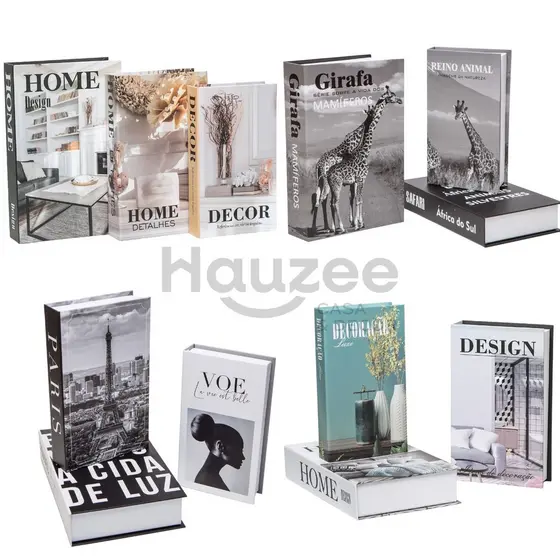 Caixa Livro Falso Decorativo Fake Kit 3 Porta Objetos