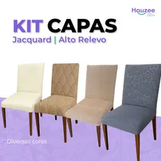 Kit Capa de Cadeira Jantar Suede Jacquard Alto Relevo Protetora Lavável Tamanho Clássico 2 4 6 Un - Confira Medidas