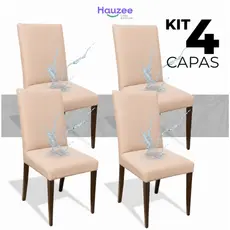 Kit 4 Capas de Cadeira 100% Impermeável Encaixe Perfeito Corino Lavável Protetora Sala de Jantar