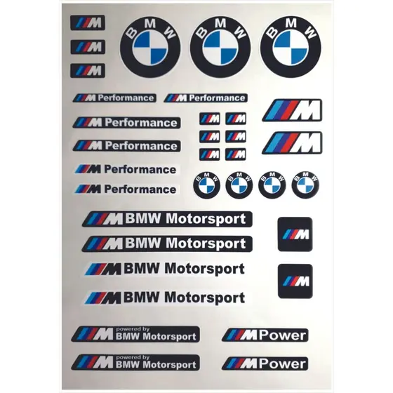 Super Cartela c/ 34 Adesivos BMW performance carro moto bike