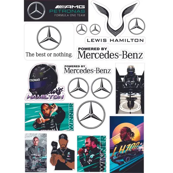 Adesivo Mercedes Bens Hamilton cartela com 18 adesivo bike