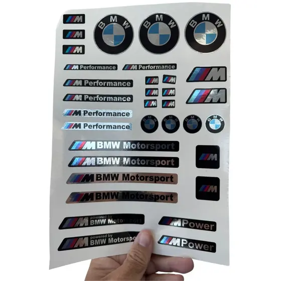 Cartela Holográfica BMW qualidade Premium 34 adesivos