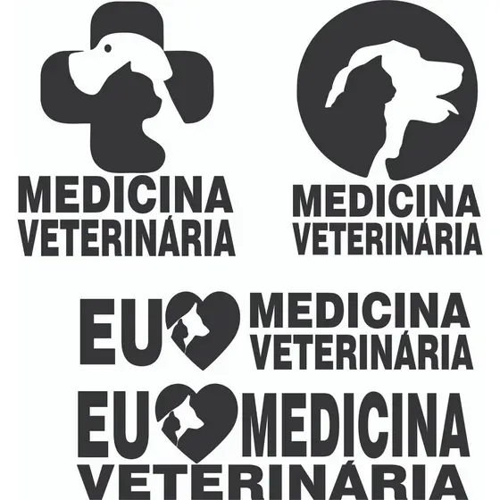 Adesivo Medicina Veterinária Para Carro, Kit Com 4 Adesivos