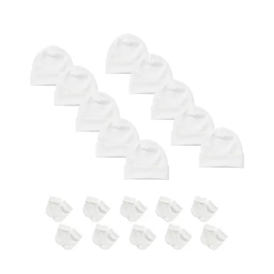 Kit 10 Toucas e 10 Pares de Luvas Bebê Recém Nascido Algodão Atacado Enxoval Maternidade