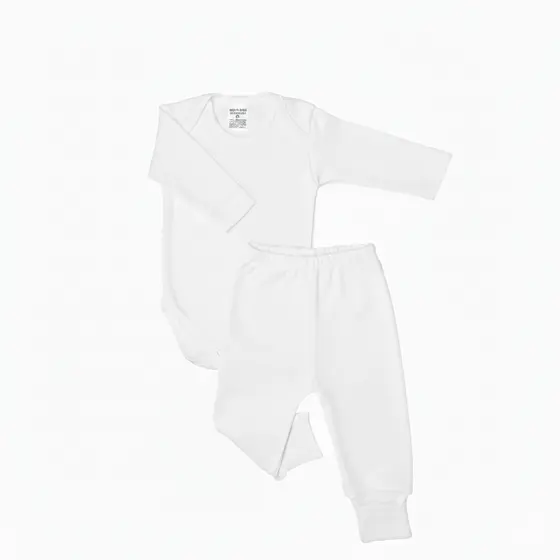 ​Kit Roupa De Bebê Conjunto Body Manga Longa E Calça/Mijão/Culote Algodão Enxoval Recém Nascido Liso RN ao GG