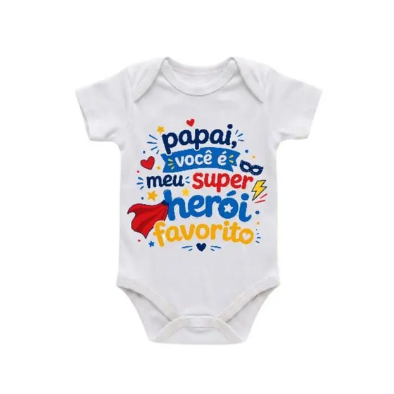 Body Bebê Dia dos Pais Personalizado em Suedine Algodão | Estampa DTF Premium | RN ao GG | Presente para Papai