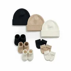 Kit Enxoval Recem Nascido Bebê 9 Peças Touca Luva e Pantufa Algodão Suedine Maternidade Enxoval Menino e Menina