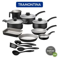 Jogo De Panelas Antiaderente Tramontina 12 Peças Turim Com Utensílios