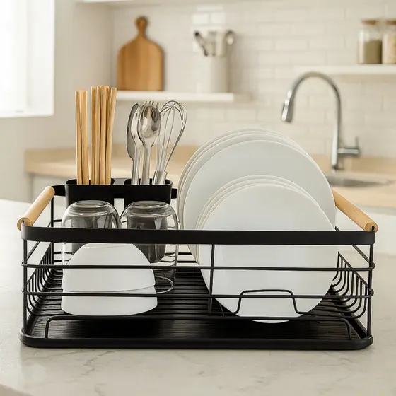 Escorredor De Louças Para Cozinha Com Porta Talher Removível Brinq Lar
