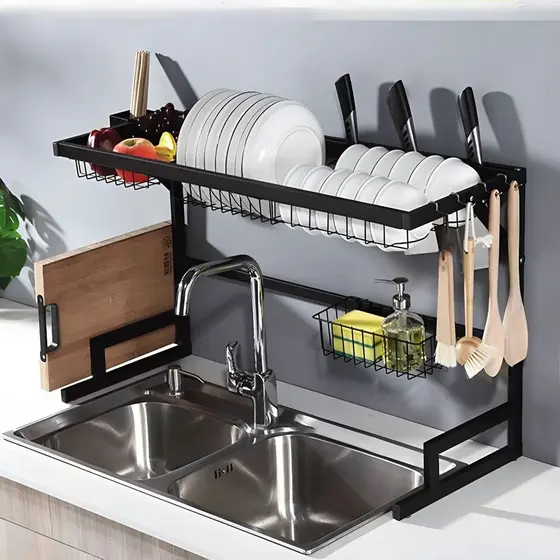 Escorredor de Louças Kitchen Rack Organizador 2 Andares Para Bancada 85cm ou 65cm