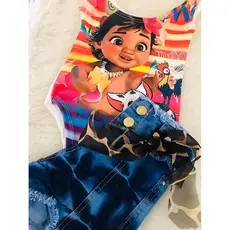 Body infantil + Short jeans + Tiara e lacinho - Conjunto completo