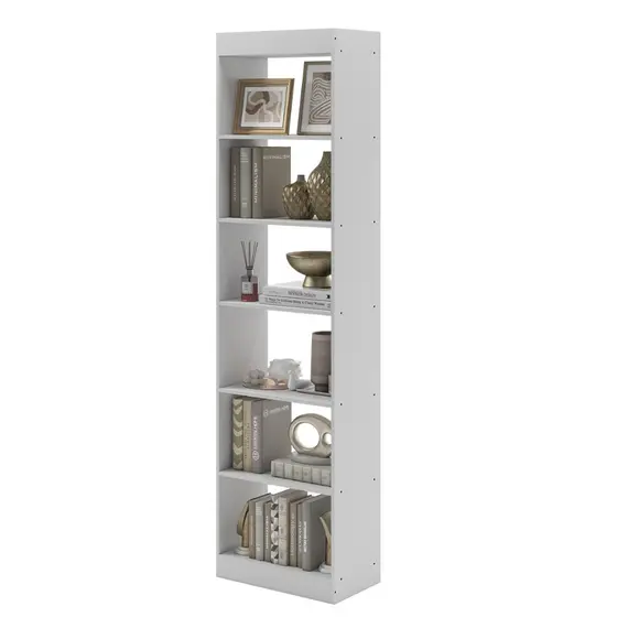 Livreiro Branco Estante Multiuso 6 Prateleiras Nichos Decorativos Para Sala Home Office Quarto Escritório Moderno Eira