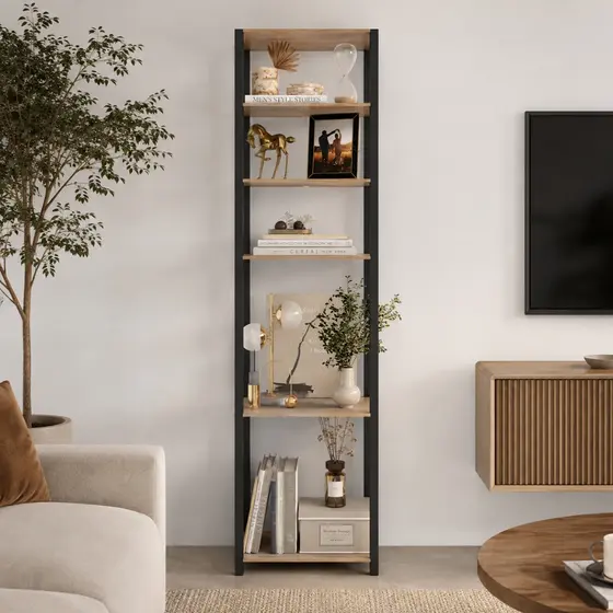 Estante Industrial Decorativa Madeira e Metal Organizador Multiuso Sala Quarto Escritório Home Office