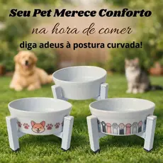 Comedouro Bebedouro 02 un. Elevado Cerâmica Gatos e Cachorro Potes para Ração Comedouro Pet