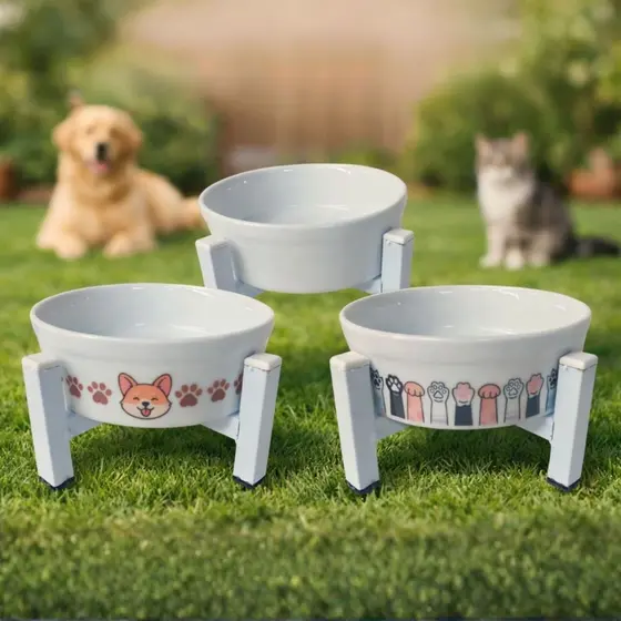 02 Comedouro em Porcelana para Gato e Cachorro  Bebedouro PET  Elevado anti formiga