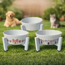 02 Comedouro em Porcelana para Gato e Cachorro  Bebedouro PET  Elevado anti formiga