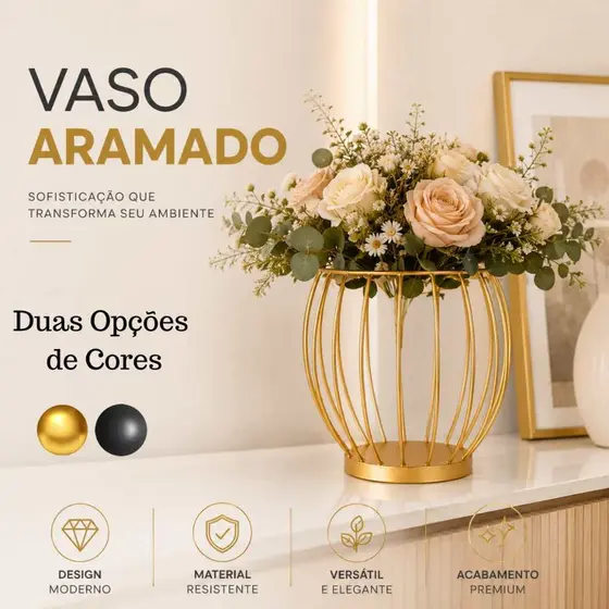 Vaso Aramado Decorativo Metal Moderno Para Flores Decoração Festa Eventos Casa Escritórios