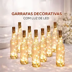 Lembrancinha De Aniversário Casamento 10 Garrafa Com Luz Led Luminaria de Mesa Presente