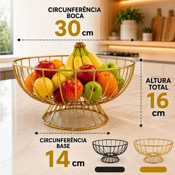 Fruteira Aramada  Mesa e Cozinha Fruteira Decorativa para Bancada, Centro de Mesa