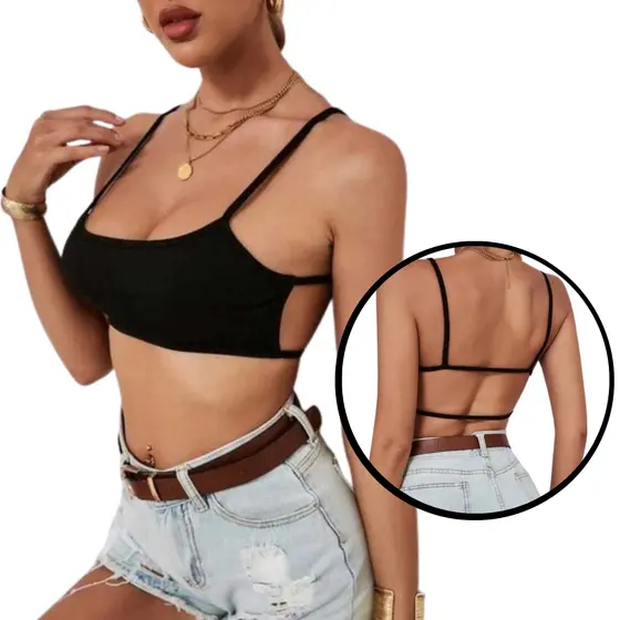 Top Faixa Cropped Costa Nua Sem Bojo Moda Gringa Blogueira