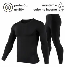 Conjunto Térmico Segunda Pele Proteção Uv+50 Camisa Blusa e Calça Unissex