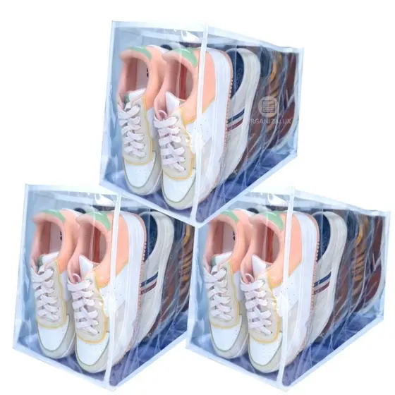Kit 3 Sapateira/organizador de sapatos transparente com 5 nichos - ORGANIZALUX