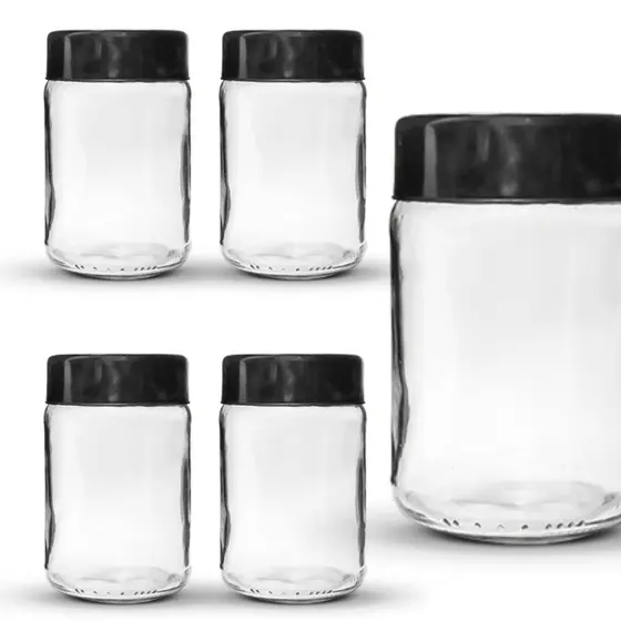 5 Potes De Vidro Para Sal 600ml Com Tampa