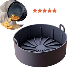 Forma de Silicone AirFryer 16cm Cesto Redondo Antiaderente Protetor Fritadeira Reutilizável Air Fryer