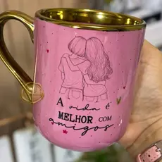 Caneca personalizada amiga, caneca amizade, caneca cromada, caneca elegante..