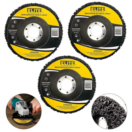 Kit 3 Discos Strip Removedor De Tinta Verniz 115mm Elite