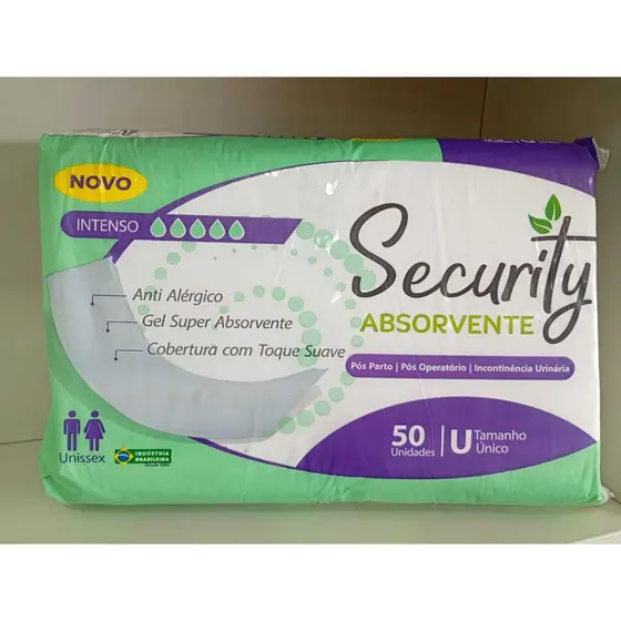 Absorvente Geriátrico/Pós Parto Operatório/ Incontinência Security Pacote com 50 Unid