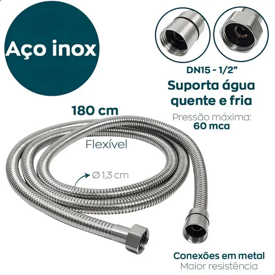 Engate Mangueira Flexível 1,80m Ducha Higiênica Chuveiro