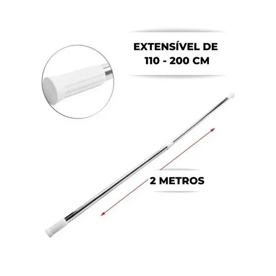 Varão Extensível porta Cortina Para Banheiro Box bastão provador 1,1X 2m
