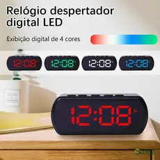 Relogio Digital De Mesa Portátil Despertador Quarto LED Brilha Escuro Infantil Temperatura
