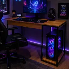 Mesa Gamer Escrivaninha Mesa Para Computador Home Office E Estudos Com Suporte Para CPU E Prateleira Lateral