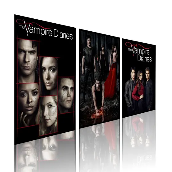 Kit de 3 Quadros Decorativos - Diários de um Vampiro Séries de Tv