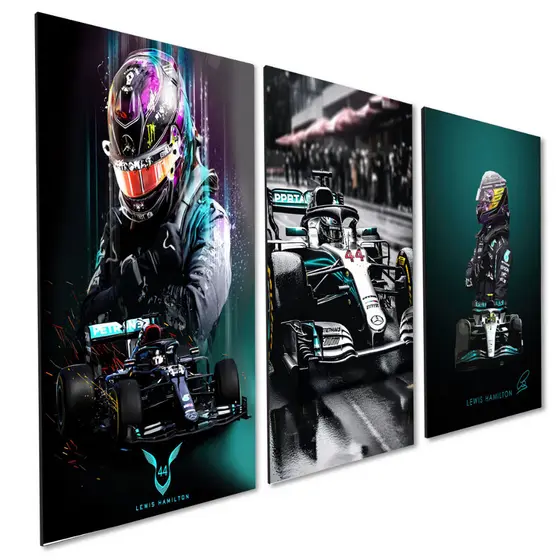 Kit 3 Quadros Decorativo Lewis Hamilton F1 Esporte Corrida