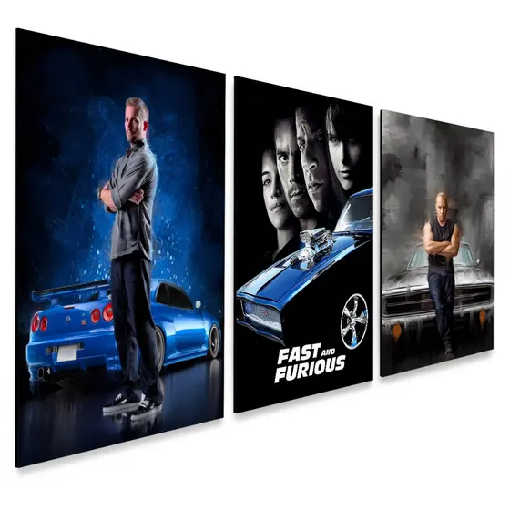 Kit 3 Quadros Decorativos Poster Velozes e Furiosos