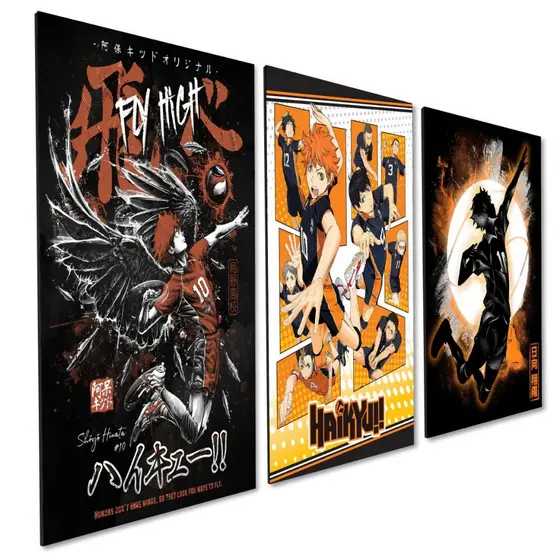kit 3 Quadro Decorativo Anime Haikyu Quarto Sala Geek